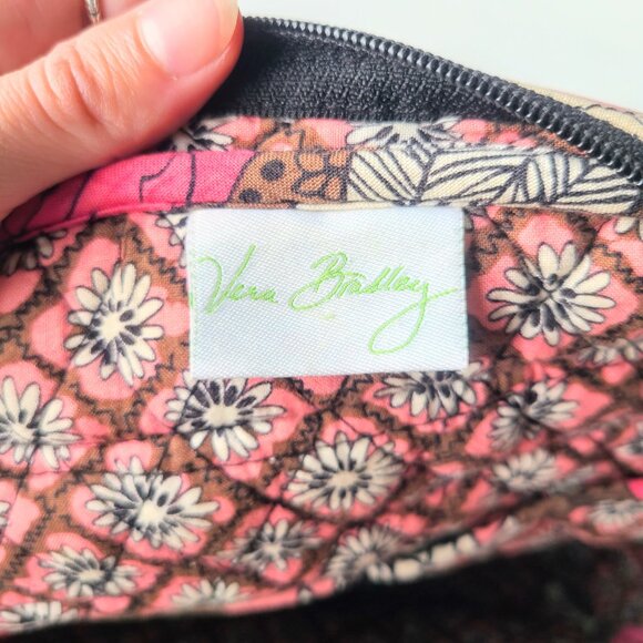 Vera Bradley Mocha Rouge Pink Floral Cotton Quilted Backpack - Picture 9 of 11